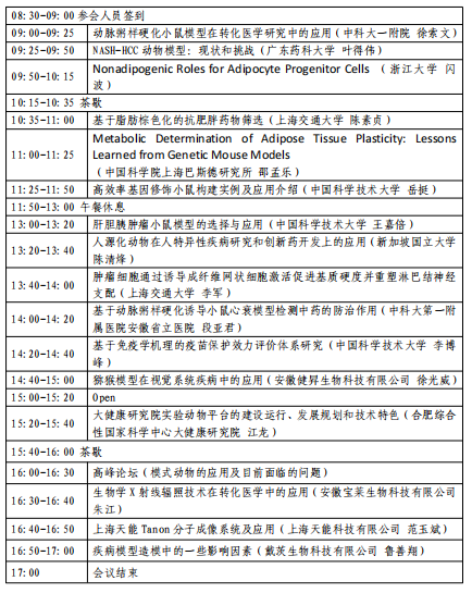 8月12日（星期六）疾病模式动物论坛